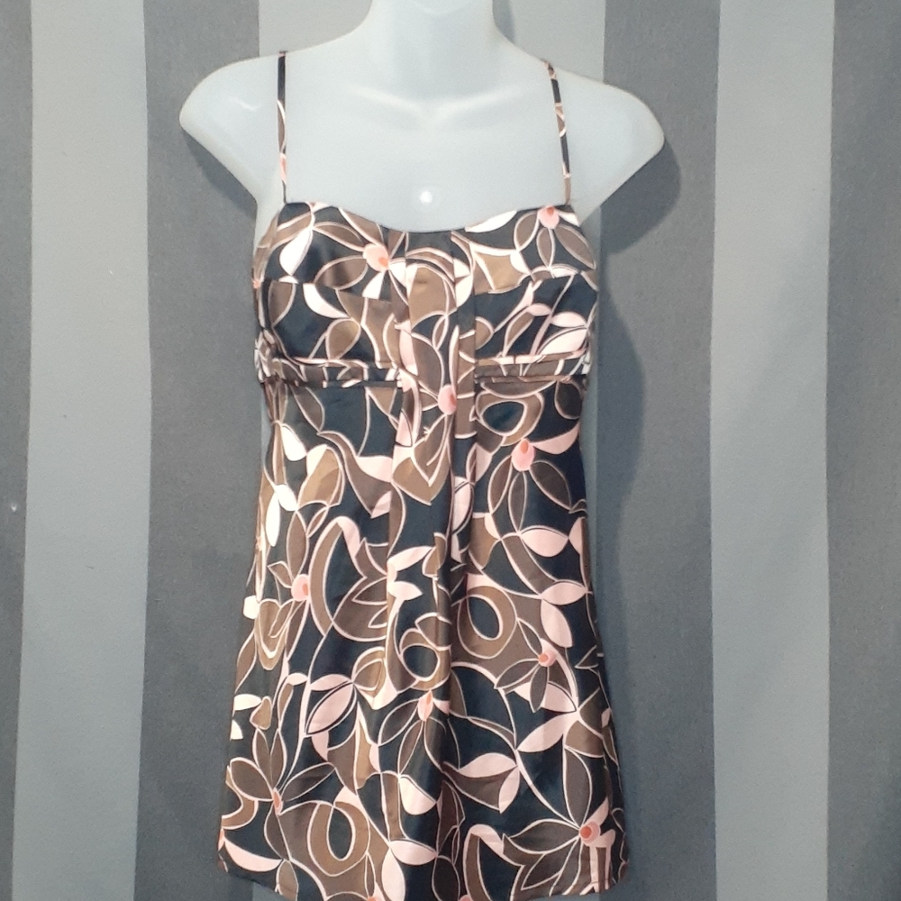 Mixit y2K Groovy Graphics Sateen like Strappy Tank Top. Size Large. Side Zip.